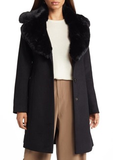 Via Spiga Faux Fur Collar Wool Blend Coat in Black at Nordstrom