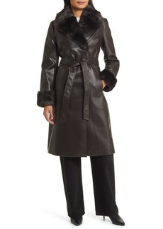 Via Spiga Faux Leather & Faux Fur Coat