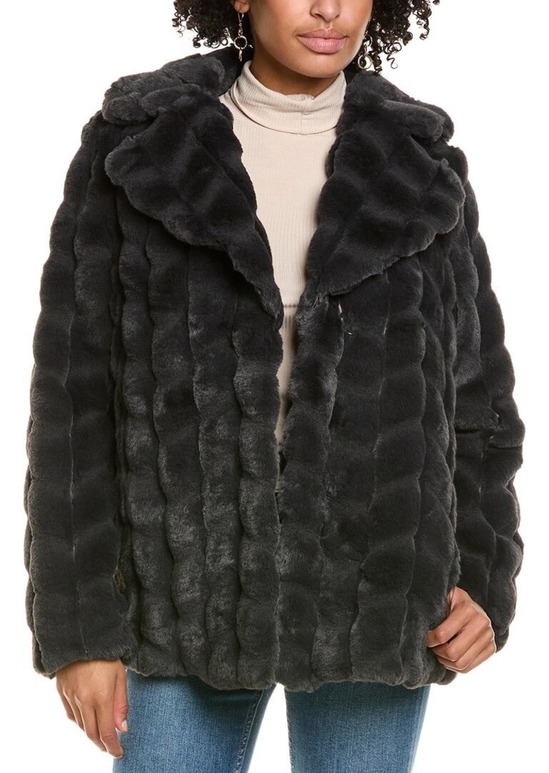 Via Spiga Grooved Faux Fur Down Coat