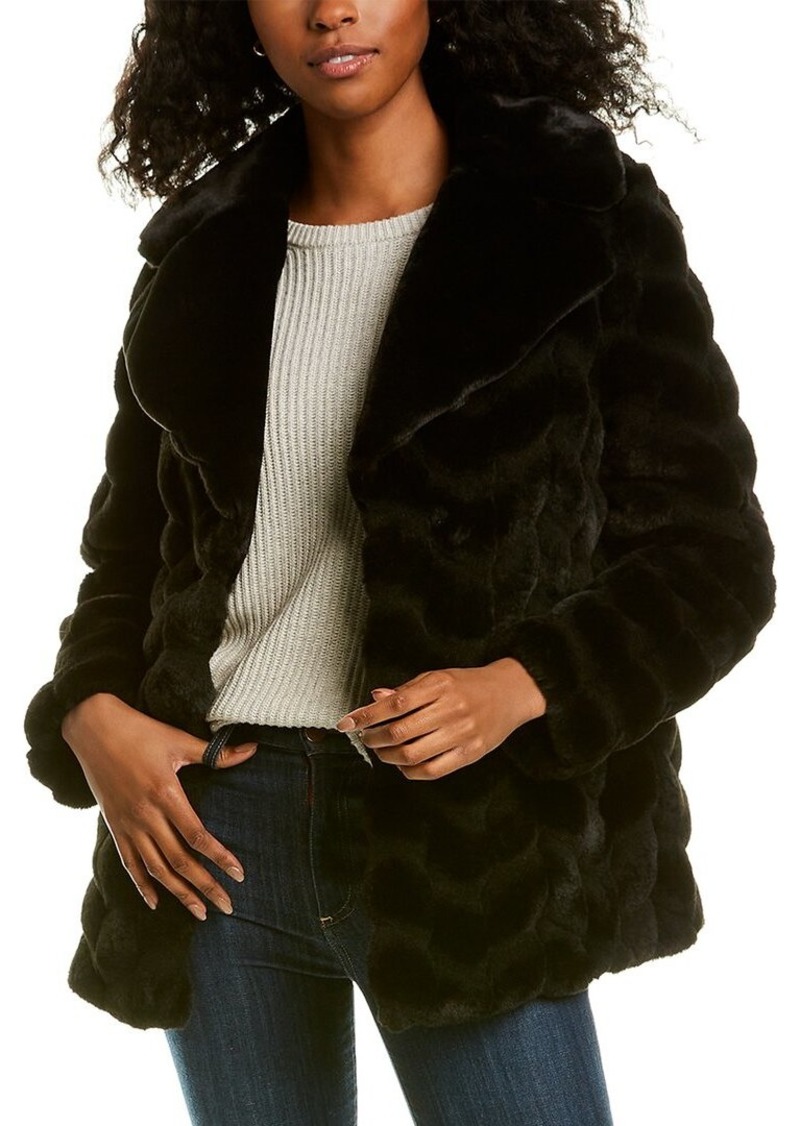 Via Spiga Grooved Faux Fur Down Coat