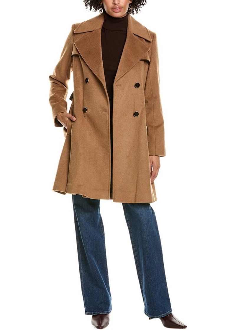 Via Spiga Pleated Wool-Blend Coat