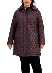 Via Spiga Plus Size Hooded Quilted Coat