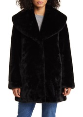 Via Spiga Shawl Collar Faux Fur Jacket in Black at Nordstrom Rack