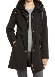 Via Spiga Water Repellent Coat with Quilted Hooded Liner in Black at Nordstrom