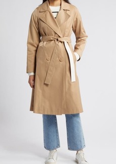 Via Spiga Water Repellent Double Breasted Cotton Blend Trench Coat