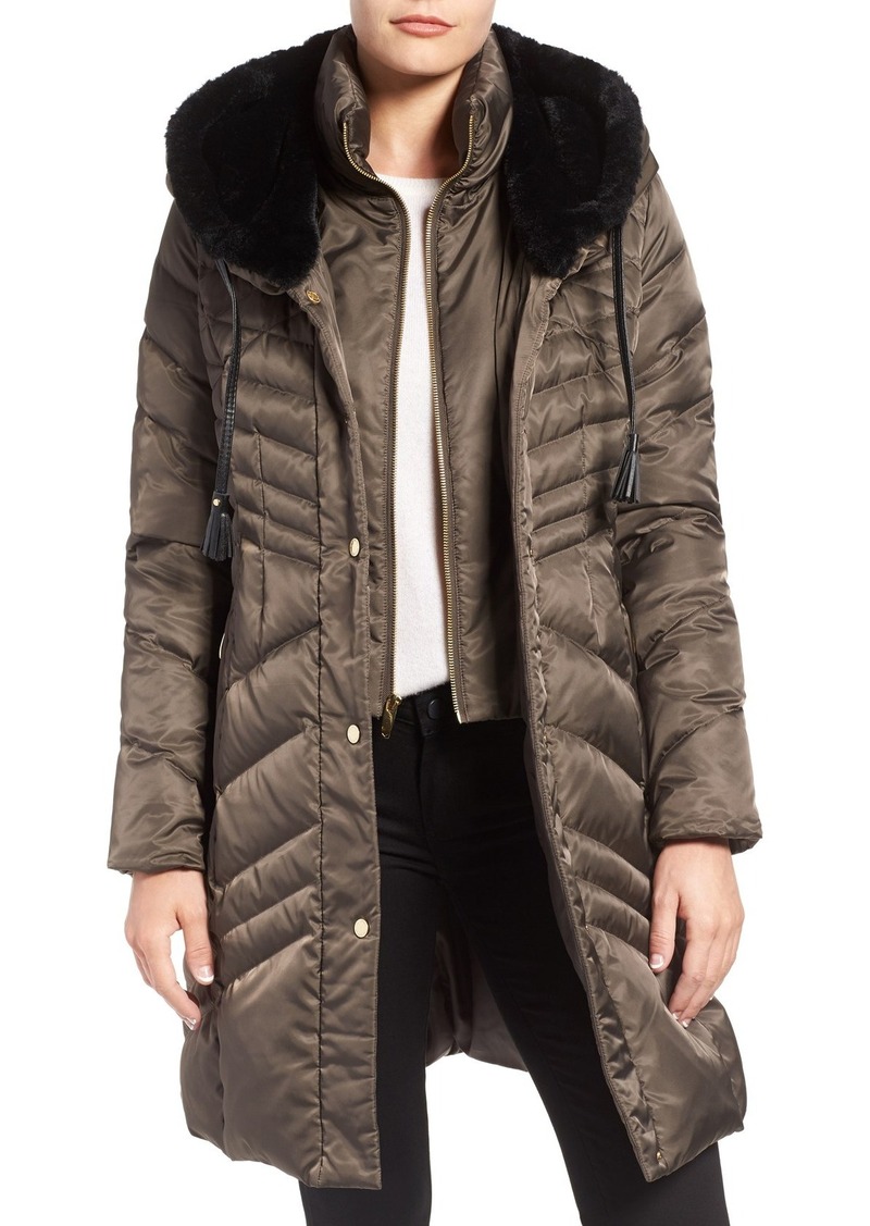 via spiga faux fur trim puffer jacket