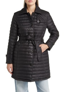Via Spiga Water Resistant Quilted Trench Coat in Black at Nordstrom