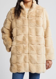 Via Spiga Wavy Reversible Faux Fur Quilted Coat