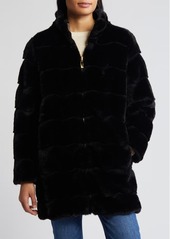 Via Spiga Wavy Reversible Faux Fur Quilted Coat