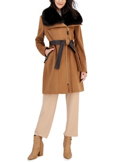 Via Spiga Women's Asymmetric Wool Blend Wrap Coat - Camel