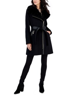 Via Spiga Women's Asymmetric Wool Blend Wrap Coat - Black