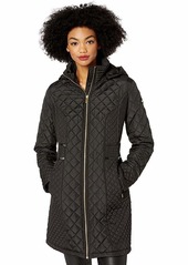 VIA SPIGA Women's Diamond Quilted Coat W/Detachable Hood