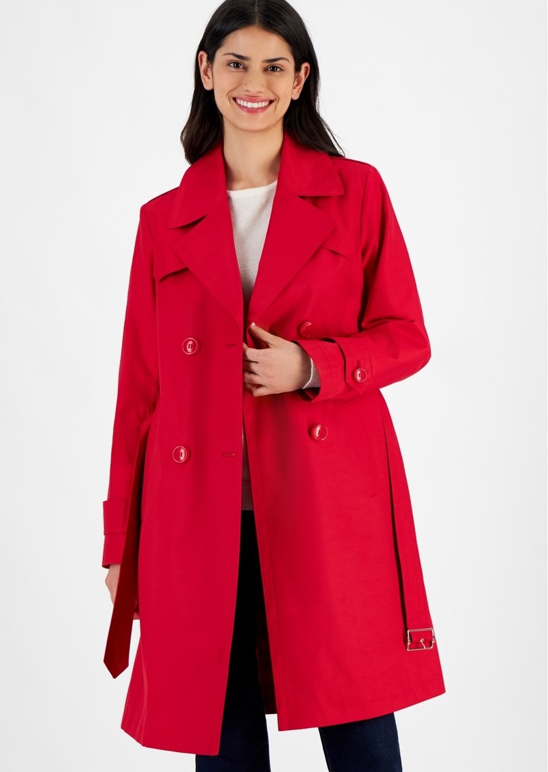 Via Spiga Women's Double-Breasted Belted Trench Coat - Ruby Red