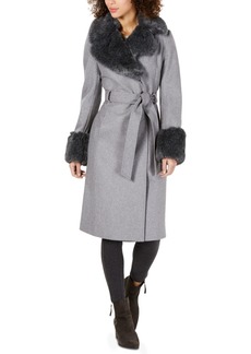Via Spiga Women's Wool Blend Belted Wrap Coat - Charcoal