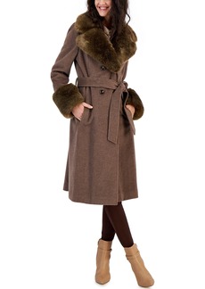 Via Spiga Women's Wool Blend Belted Wrap Coat - Truffle