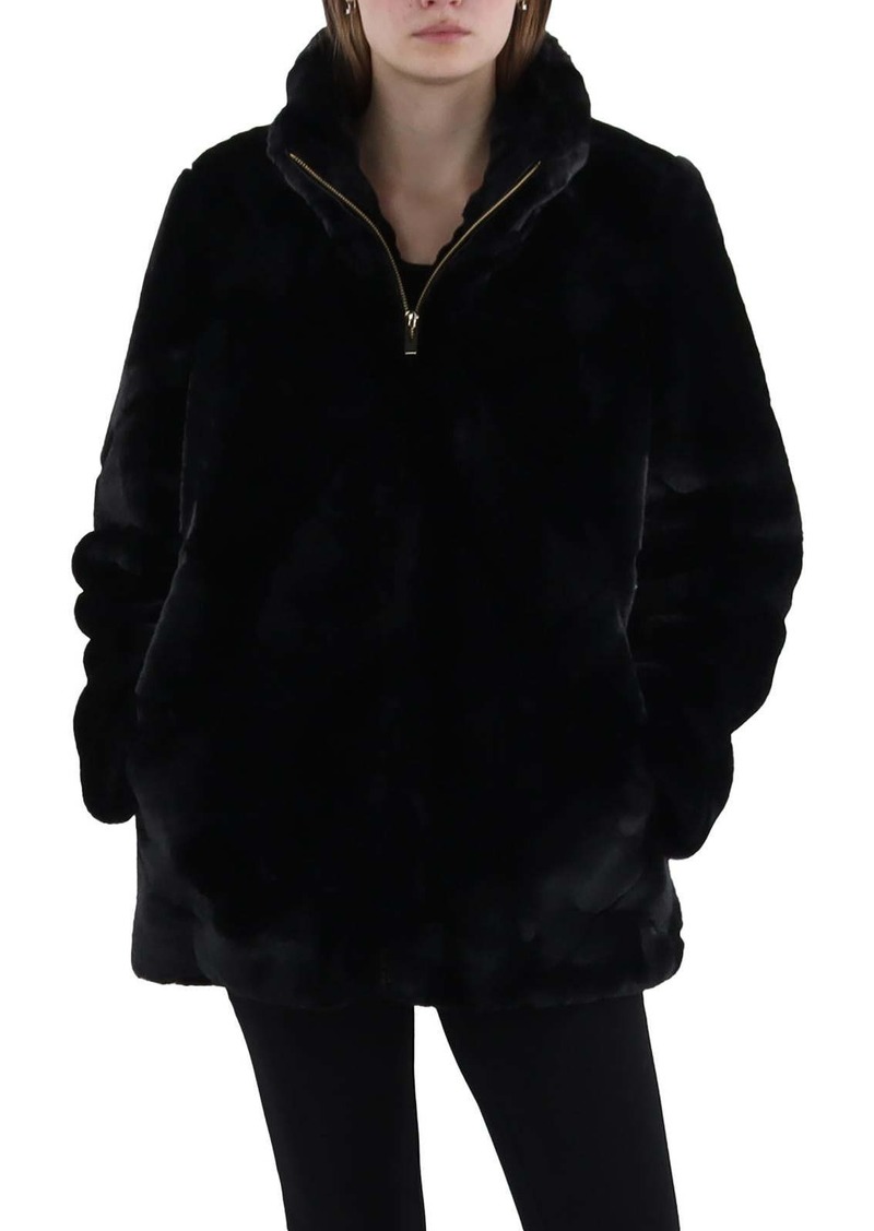 Via Spiga Womens Faux Fur Cold Weather Faux Fur Coat