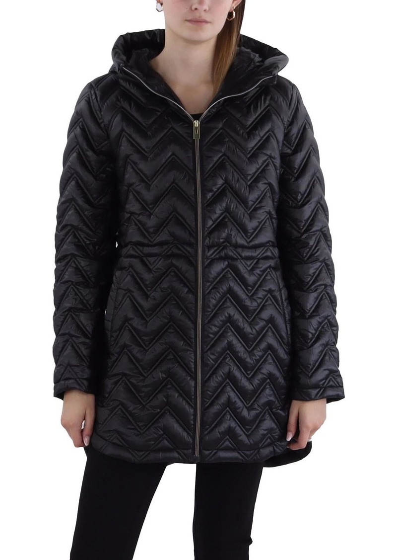 Via Spiga Womens Hooded Cold Weather Quilted Coat