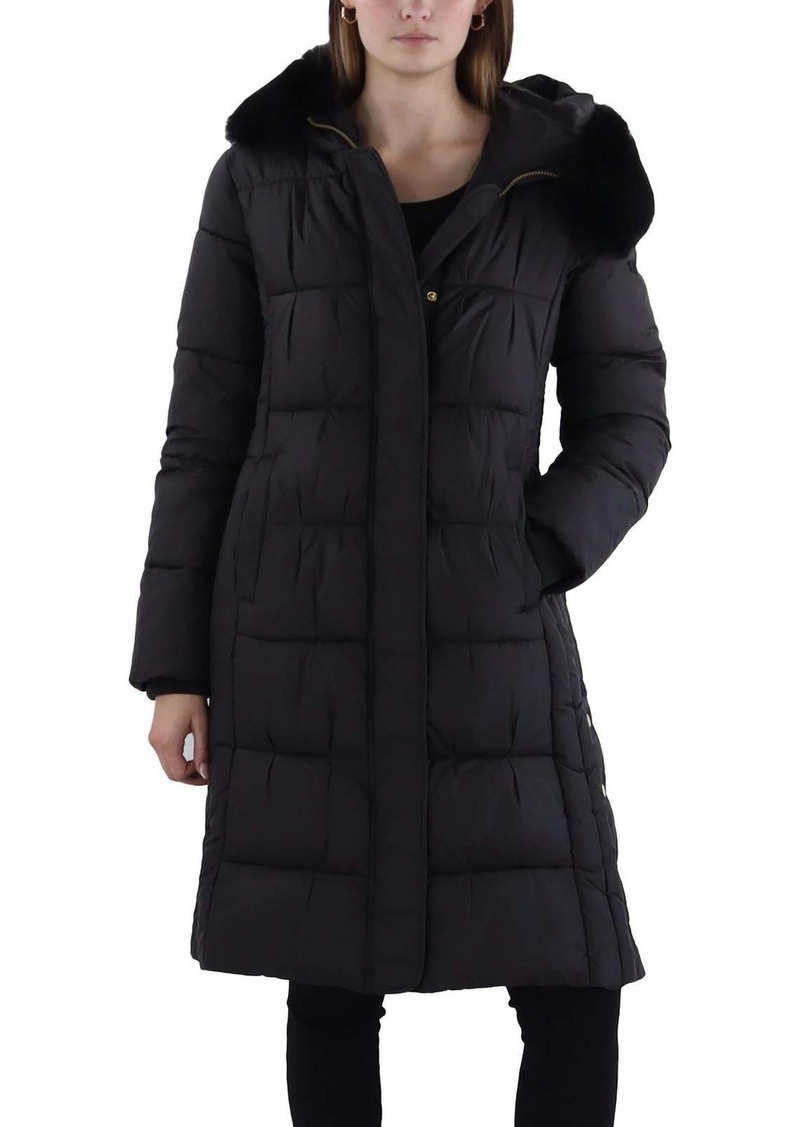 Via Spiga Womens Hooded Midi Puffer Jacket