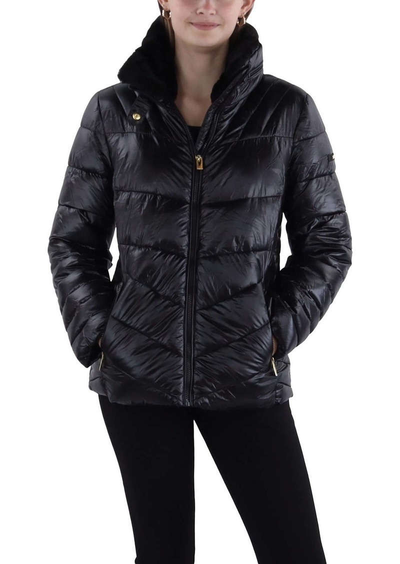 Via Spiga Womens Quilted Water Repellent Puffer Jacket