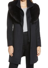 Via Spiga Faux Fur Collar Wool Blend Coat in Black at Nordstrom