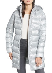 Via Spiga Three-Quarter Packable Puffer Jacket in Silver Cloud at Nordstrom