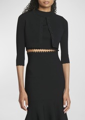 Victoria Beckham 3/4-Sleeve Scalloped Crop Cardigan