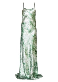 Victoria Beckham Abstract Satin Sleeveless Maxi Dress