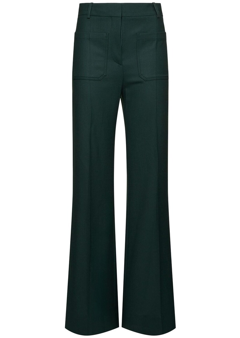 Victoria Beckham Alina Fluid Wool Blend Flared Pants