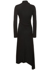 Victoria Beckham Asymmetric Draped High Neck Midi Dress