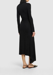 Victoria Beckham Asymmetric Draped High Neck Midi Dress