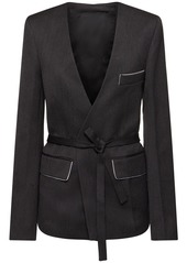 Victoria Beckham Collarless Shrunken Wool Blazer