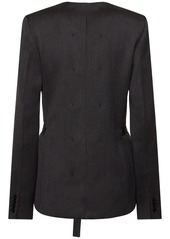 Victoria Beckham Collarless Shrunken Wool Blazer