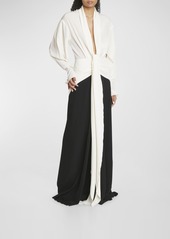 Victoria Beckham Contrast Gown with Tie Detail