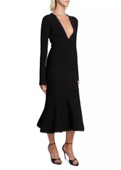 Victoria Beckham Crepe Long Sleeve Midi-Dress
