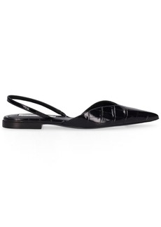 Victoria Beckham Croc Embossed Leather Slingback Flats