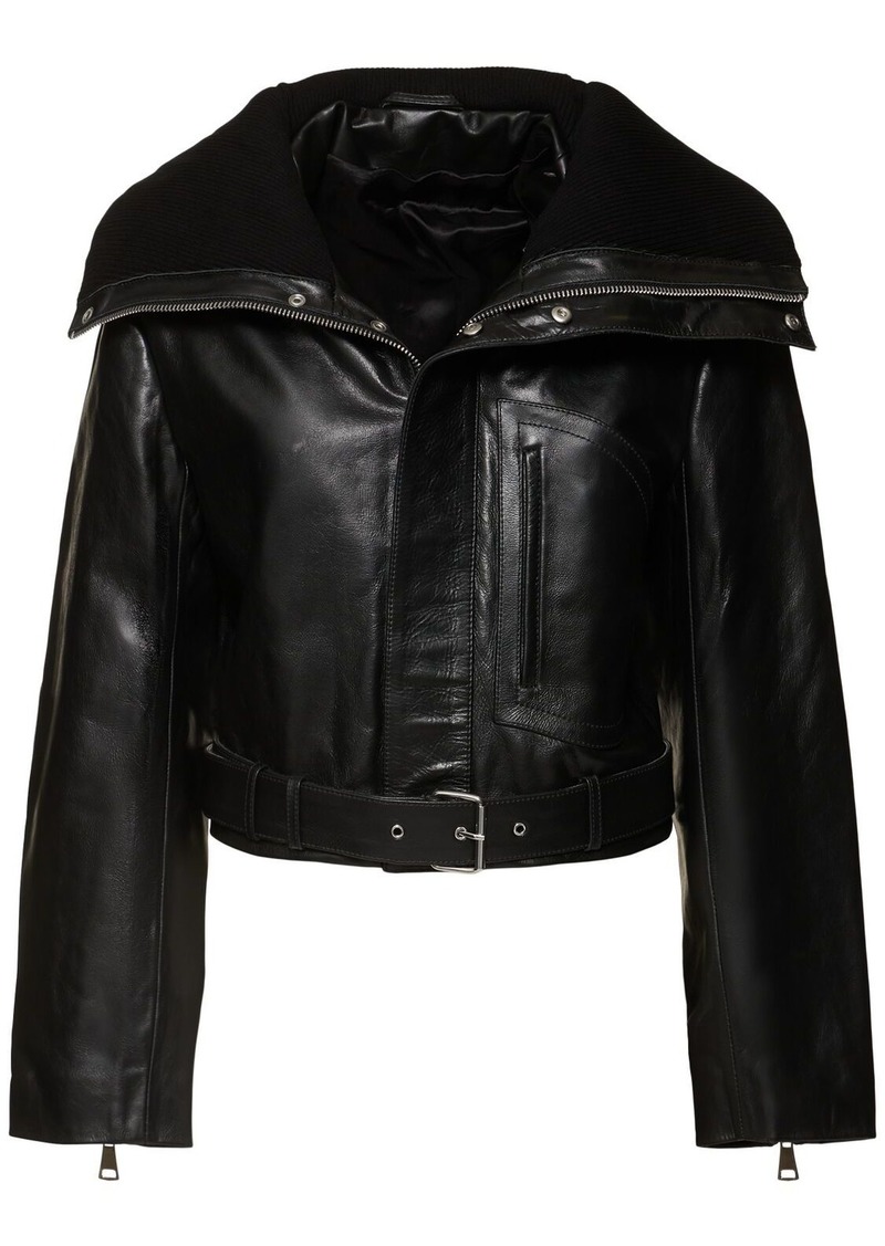 Victoria Beckham Cropped Leather Biker Jacket