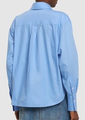 Victoria Beckham Cropped Long Sleeve Cotton Poplin Shirt