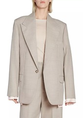 Victoria Beckham Darted Sleeve Wool Single-Breasted Jacket