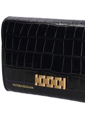 Victoria Beckham Embossed Leather Wallet W/ Chain