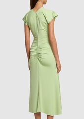 Victoria Beckham Gathered Jersey Midi Dress