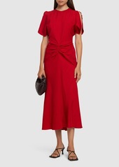 Victoria Beckham Gathered Viscose Midi Dress