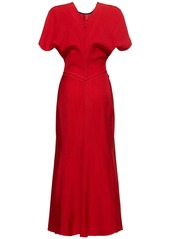 Victoria Beckham Gathered Viscose Midi Dress