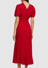 Victoria Beckham Gathered Viscose Midi Dress