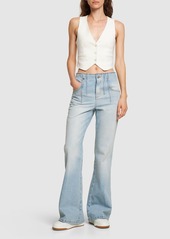 Victoria Beckham High Rise Flared Cotton Jeans