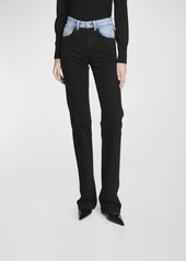 Victoria Beckham Julia Contrast Straight-Leg Jeans