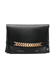 Victoria Beckham logo-print leather clutch bag