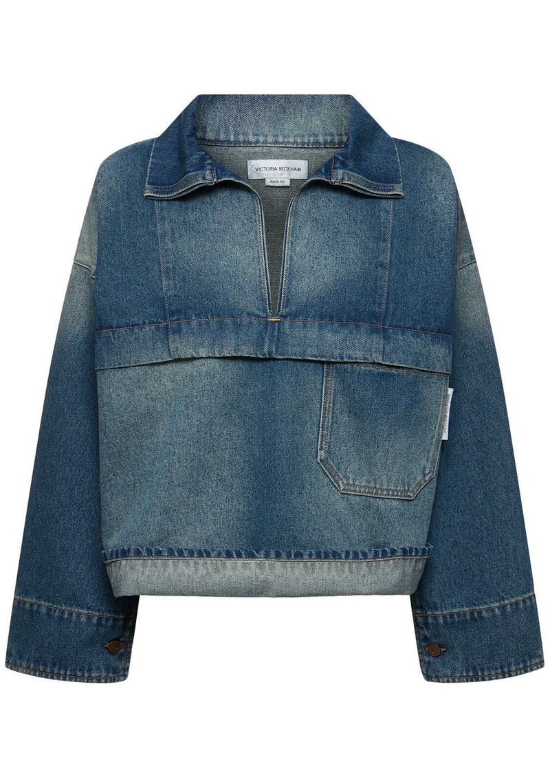 Victoria Beckham Oversized Cotton Denim Tunic Shirt