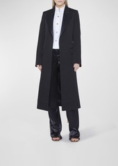 Victoria Beckham Peekaboo Cutout Satin-Lapel Long Coat