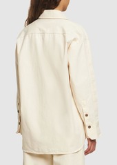 Victoria Beckham Pleat Detail Oversize Cotton Denim Shirt