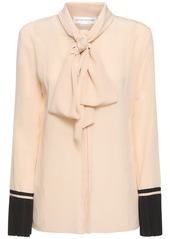 Victoria Beckham Pleated Cuff Detail Silk Shirt